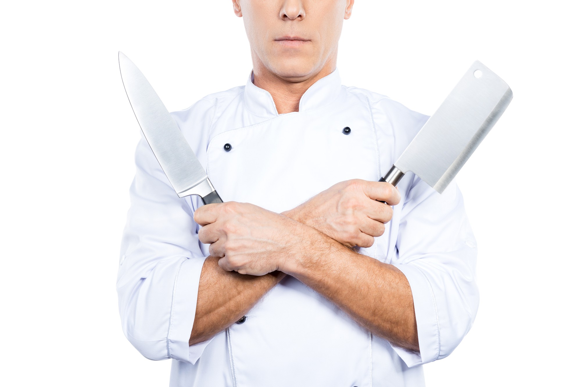 Chef che insegna tecnica di taglio